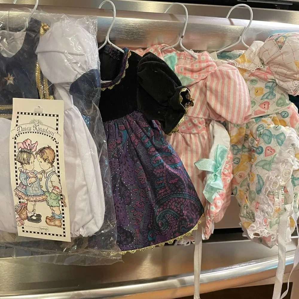 4 Daisy Kingdom Doll Dresses With Bonnets NWT